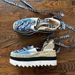 Stella McCartney Blue Gaia Platform Espadrilles EU38 US 8